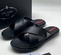 Мужские шлепки Prada мужской кожа черный 190682-1