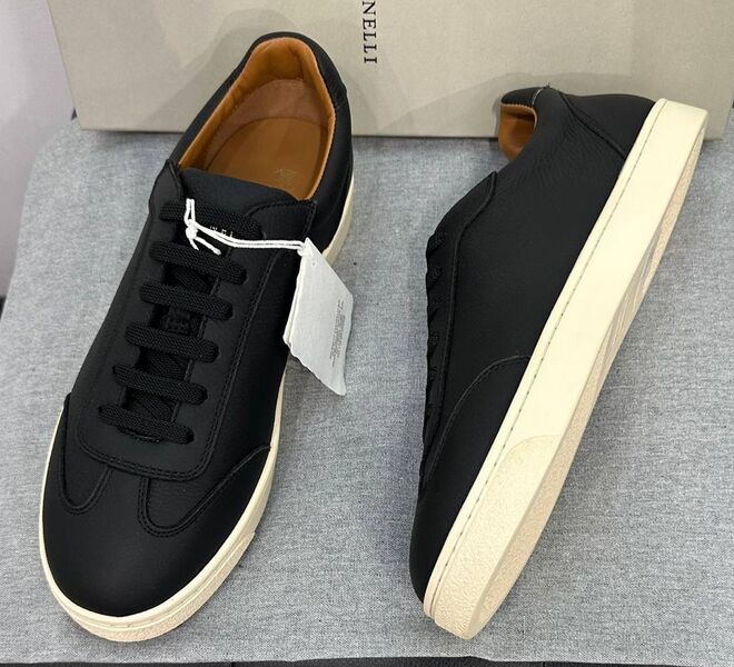 Мужские кеды Brunello Cucinelli мужской кожа черный 175481