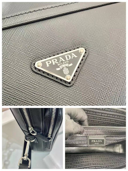 Мужской портфель Prada мужской кожа черный 52108-8