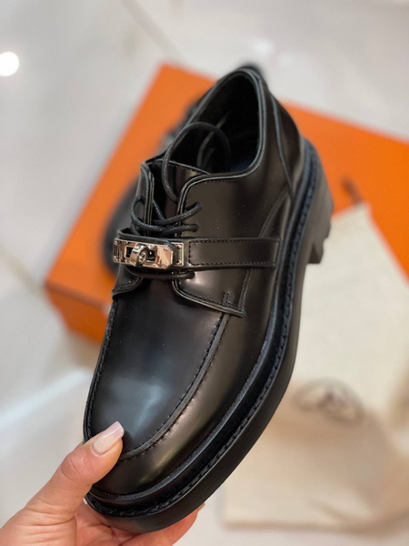 Дерби Hermès женский кожа черный 16349-9
