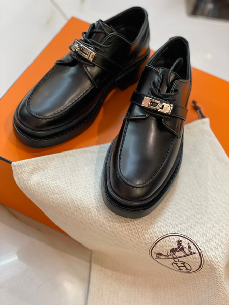Дерби Hermès женский кожа черный 16349-11