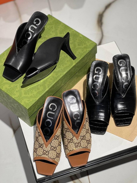 Сабо Gucci женский текстиль бежевый 65616-4