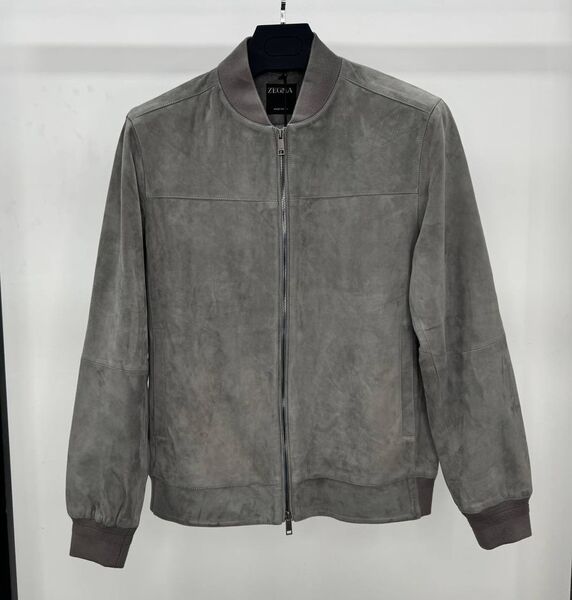 Мужской бомбер Zegna мужской замша светло-серый 193624