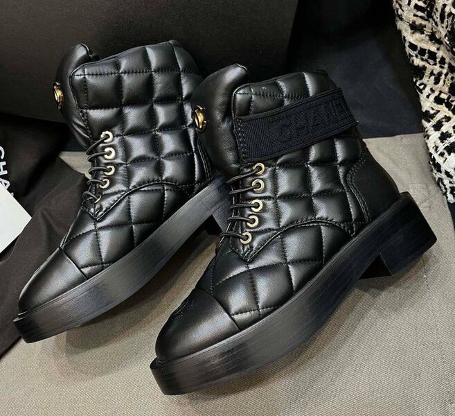 Ботинки Chanel женский кожа черный 130725