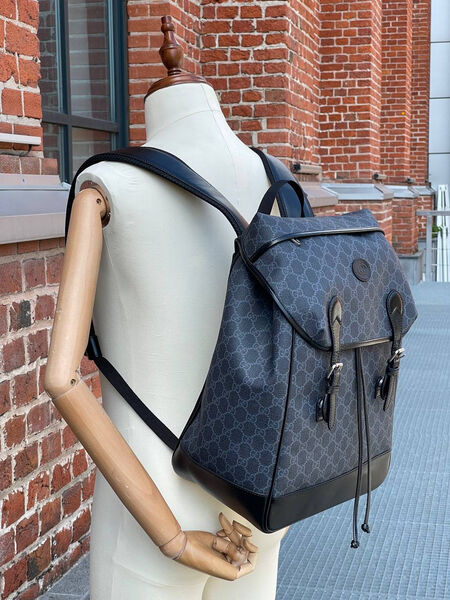 Мужской рюкзак Gucci мужской канва графитовый 123790-6