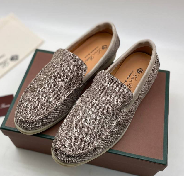 Мужские лоферы Loro Piana мужской текстиль бежевый 48060