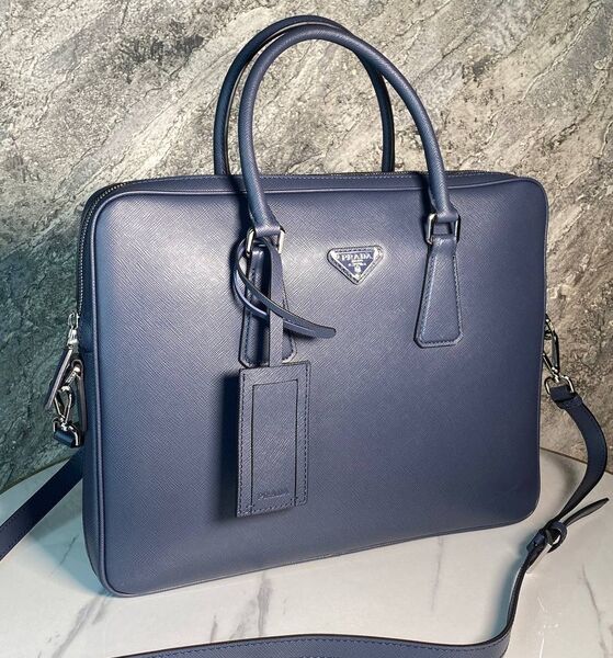 Мужской портфель Prada мужской кожа синий 170379