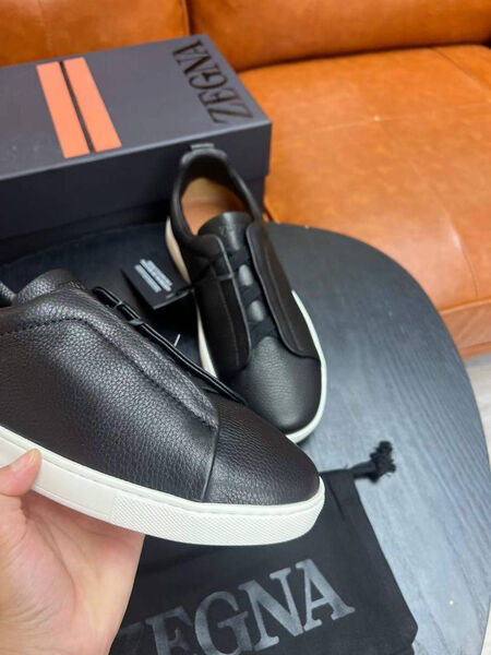 Мужские кеды Zegna мужской кожа черный 165823-6