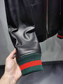 Мужской бомбер Gucci мужской кожа черный 161660-8