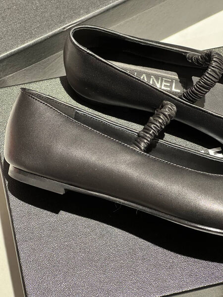 Балетки Chanel женский кожа черный 139280-2