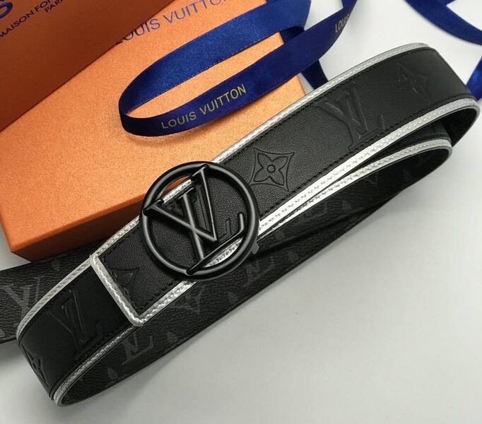 Мужской ремень Louis Vuitton мужской кожа черный 100979