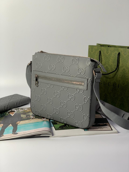 Мужская сумка мессерджер Gucci мужской кожа графитовый 42770-2