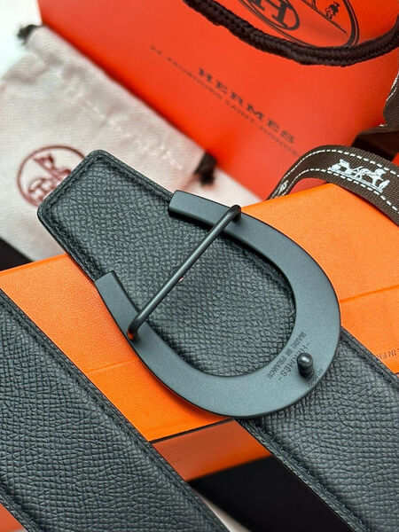 Мужской ремень Hermès мужской кожа черный 108640-3