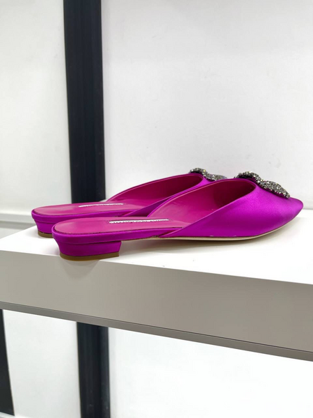 Мюли Manolo Blahnik женский сатин бордовый 55012-4