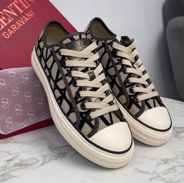 Кеды Valentino женский текстиль бежевый 187939