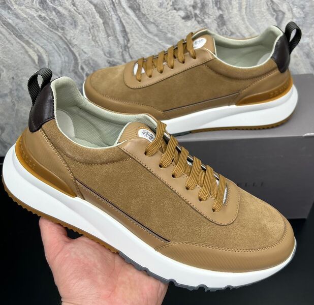 Мужские кроссовки Brunello Cucinelli мужской замша горчичный 109021