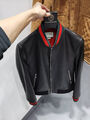 Мужской бомбер Gucci мужской кожа черный 161660-4