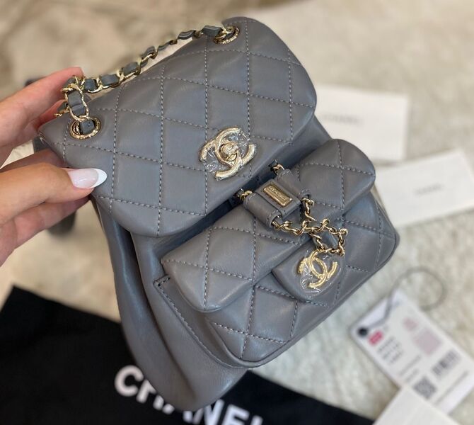 Рюкзак Chanel женский кожа графитовый 101473