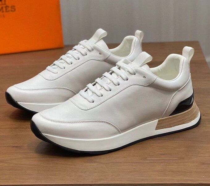 Мужские кроссовки Hermès мужской кожа белый 143118