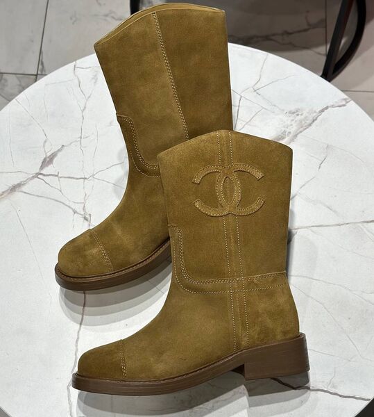 Сапоги Chanel женский замша болотный 166227