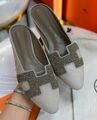 Сабо Hermès женский замша графитовый 186549-1