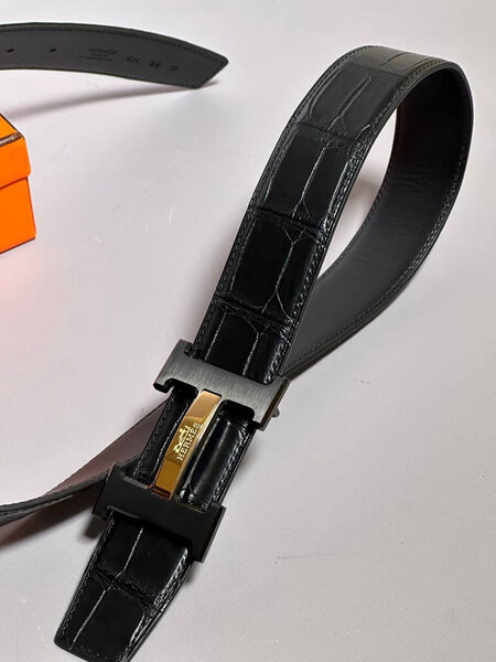 Мужской ремень Hermès мужской кожа черный 152897-2