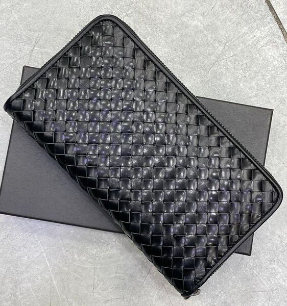 Мужской кошелек Bottega Veneta мужской кожа черный 107703