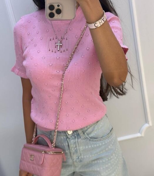 Футболка Chanel женский розовый 184448