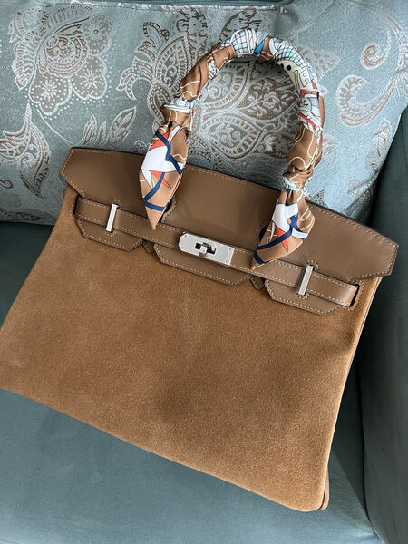 Сумка Hermès Birkin 30 женский замша бежевый 140083-4