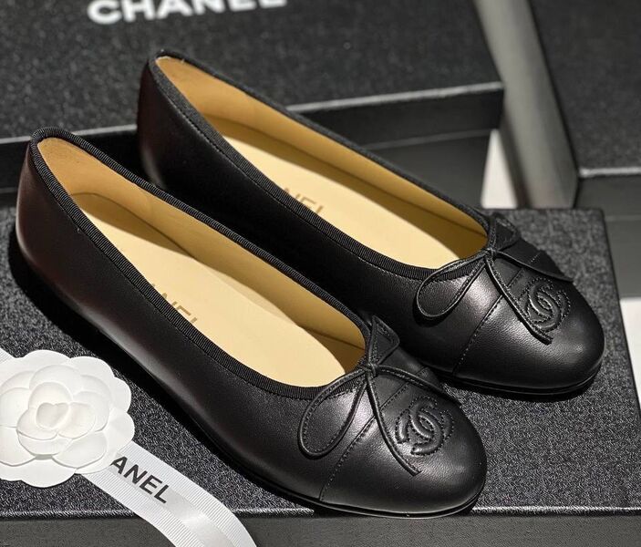Балетки Chanel женский кожа черный 149341