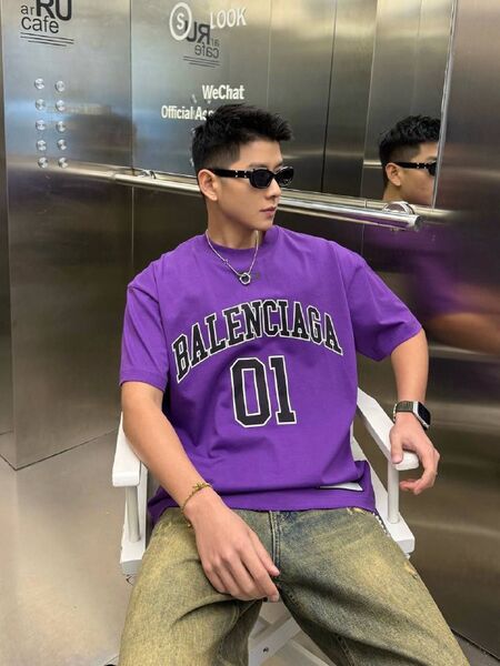 Мужская футболка Balenciaga мужской фиолетовый i7706440-1