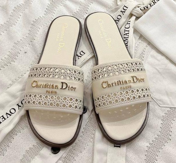 Шлепки Christian Dior женский кожа бежевый 182772