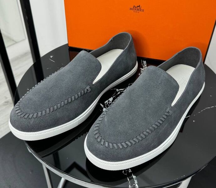 Мужские лоферы Hermès мужской замша графитовый 193004