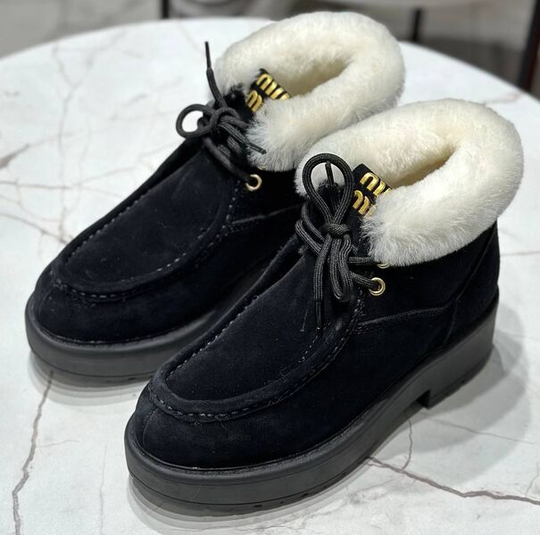 Ботинки Miu Miu женский замша черный 166203