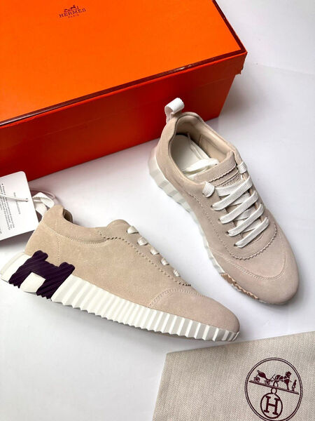 Кроссовки Hermès женский замша бежевый 104798-3