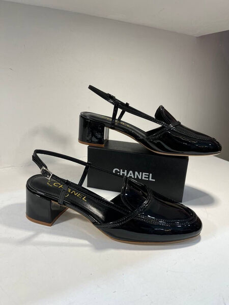 Туфли Chanel женский кожа черный 121466-2