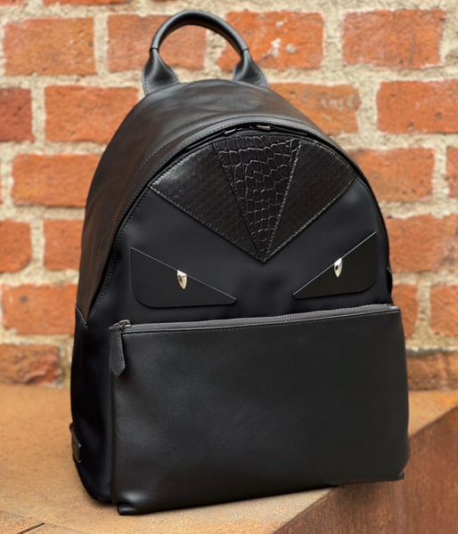 Мужской рюкзак Fendi мужской кожа черный,серебристый 53339