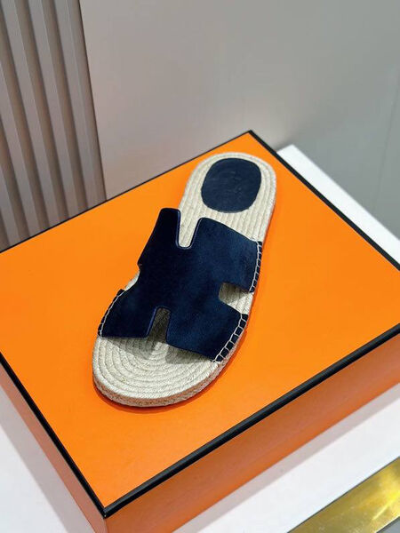 Мужские шлепки Hermès мужской замша синий 153413-5