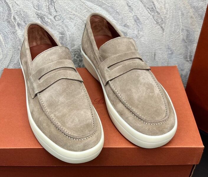 Мужские лоферы Loro Piana мужской замша бежевый 112629