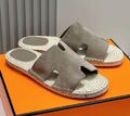 Мужские шлепки Hermès мужской замша графитовый 153434-1