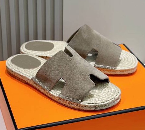 Мужские шлепки Hermès мужской замша графитовый 153434