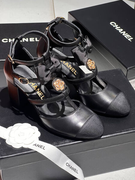Туфли Chanel женский кожа черный 149141-2