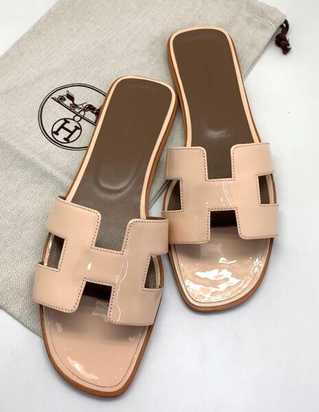 Шлепки Hermès женский кожа бежевый 89227
