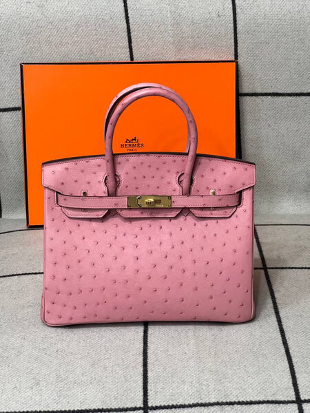 Сумка Hermès Birkin 30 Ostrich Terre Cuite Hardware женский кожа розовый 122723-4