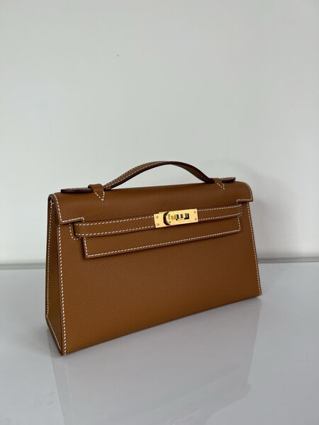 Сумка Hermèskelly 20 Pochette женский кожа бежевый 138064-2