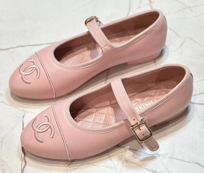 Балетки Chanel женский кожа розовый 149165