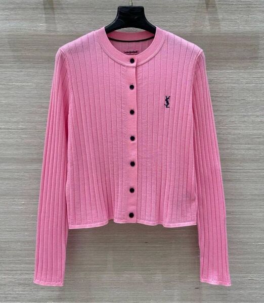 Кардиган Saint Laurent женский вязаная ткань светло-розовый 201372
