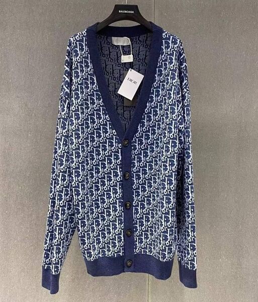 Мужской кардиган Christian Dior мужской вязаная ткань синий 165456