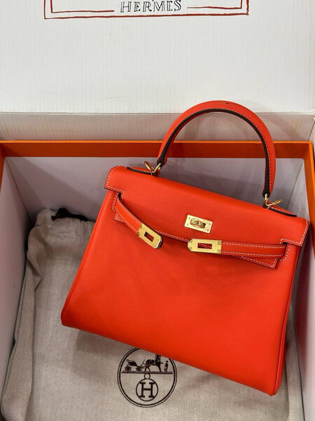 Сумка Hermèskelly 25 женский кожа оранжевый 138917-4