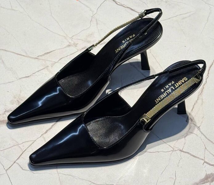 Туфли Saint Laurent женский кожа черный 196585